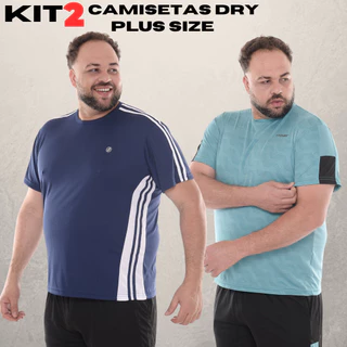 Kit 2 Camisetas Dry Fit Plus Size Masculina Premium