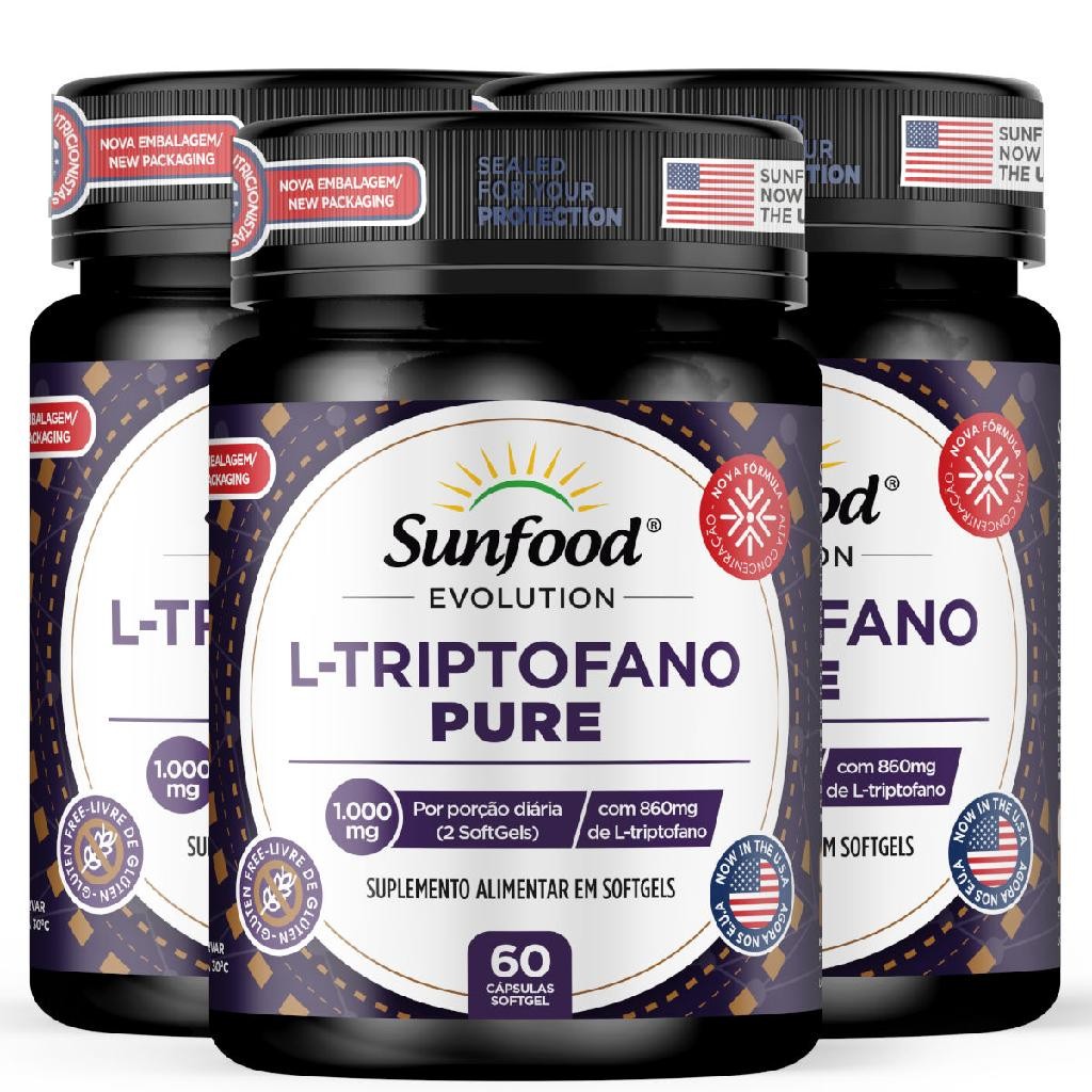 L-Triptofano Pure 1000mg 60 Softgels SF Evolution | Shopee Brasil