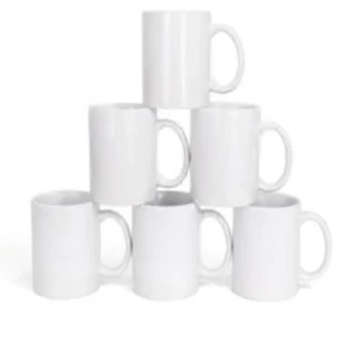 Kit 6 Ceramica Branca Caneca 325ml Conjunto Porcelana Classe Aaa Dtf Uso Diario Luxo Premium