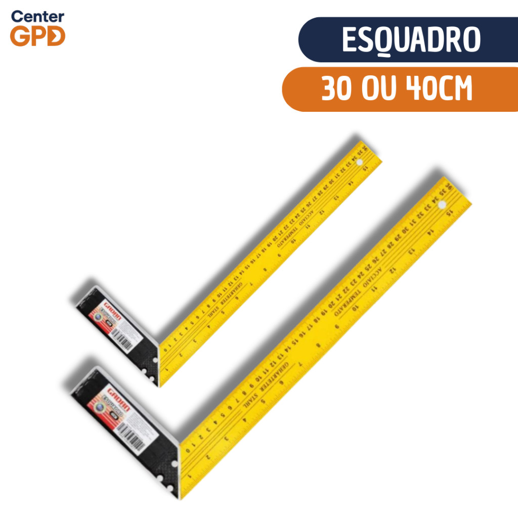 Esquadro Metálico Aço de 40cm ou 30cm + Nível 40cm ou 30cm | Régua ...