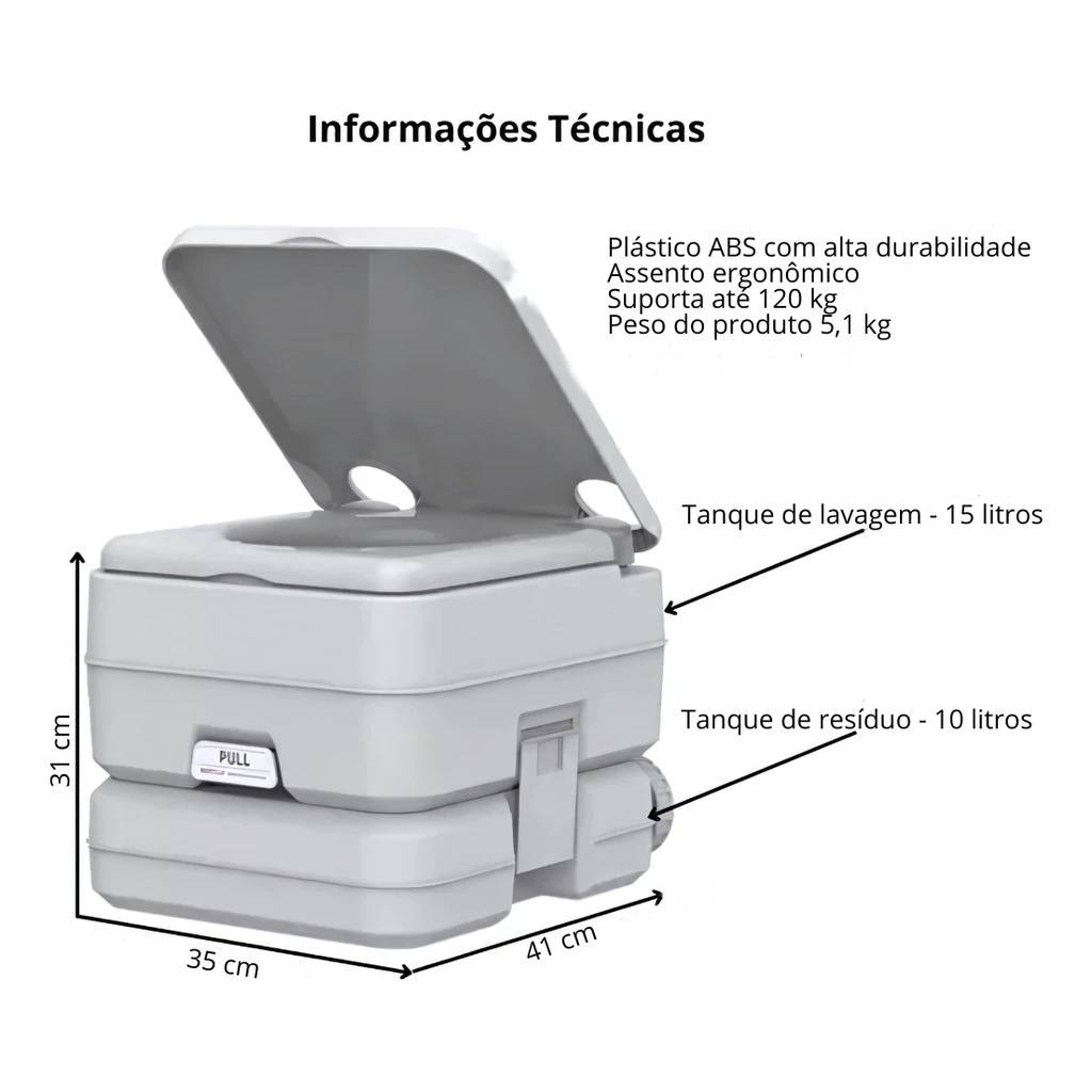 Vaso Sanitário Portátil - 10 Litros (Banheiro Químico)