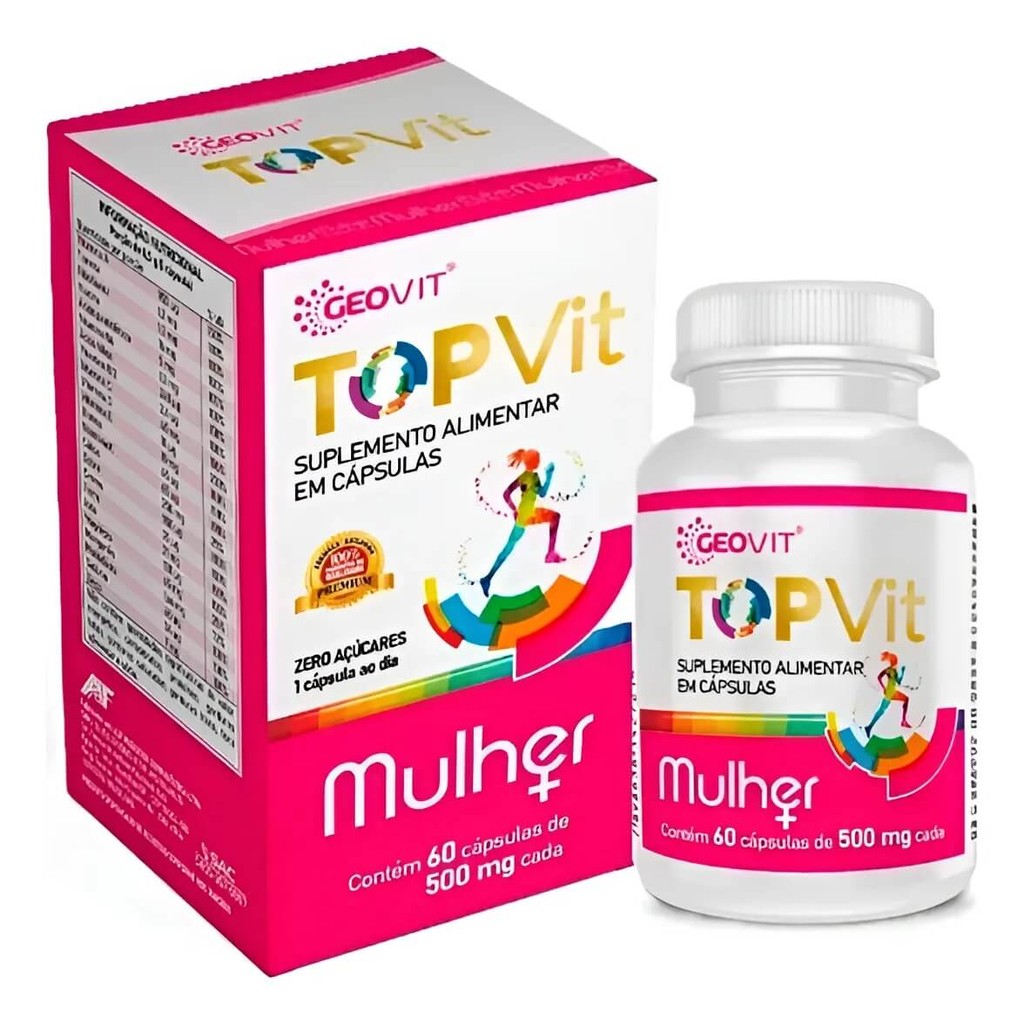 Suplemento Polivitaminico TopVit Mulher - 60 CPS - GEOVIT | Shopee Brasil