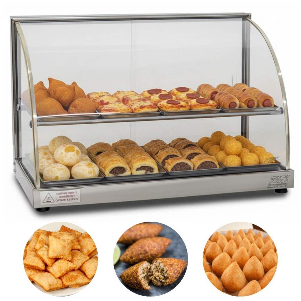 Estufa Titã Vidro Curvo 8 Bandejas Dupla W 8BD Vitrine Aquec