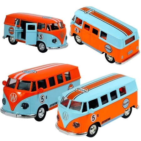 Carrinho de fricção modelo kombi em miniatura de ferro colecionável Gulf