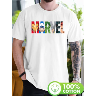 Camiseta Unissex Premium Plus size Marvel Avengers Super Heróis Verão Básica Oversized 100% Algodão Confecção Própria