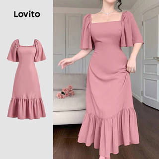 Lovito Vestido Elegante Para Festa De Natal Bainha Estruturada Linha Primavera/verão Rosa Para Mulheres L150AD1733