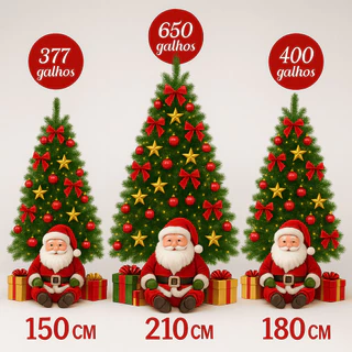 Árvore De Natal Luxo 2 10m 600 Galhos Cheia Premium Verde De Luxo PREMIUM 1,50cm 1,80cm 2,10cm