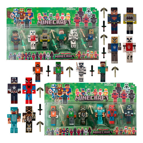 Kit Minecraft 6 Bonecos Brinquedo Herois Vingadores Patrulha