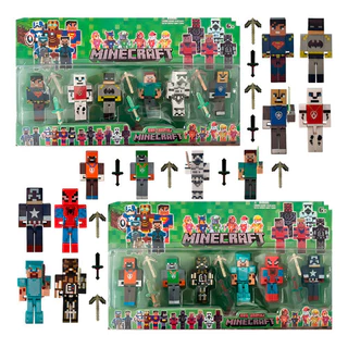Kit Minecraft 6 Bonecos Brinquedo Herois Vingadores Patrulha