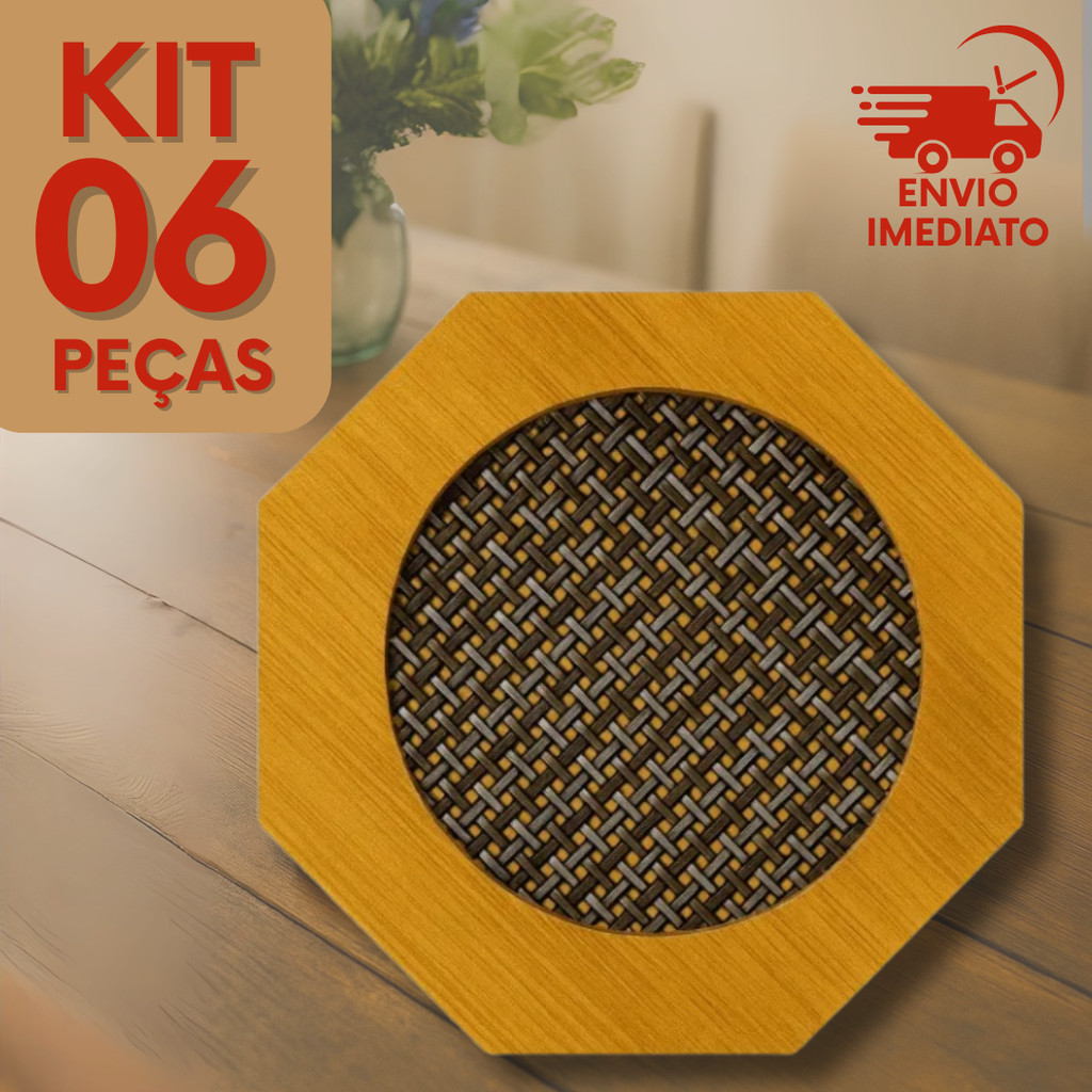 Conjunto 6 Descanso De Panela Tipo Bambu Protetor Mesa Calor Design ...