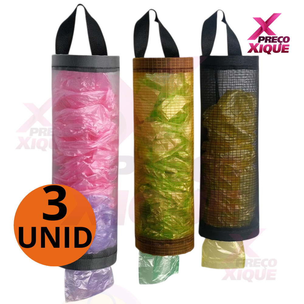 3 Puxa Saco e Porta Sacolas Dispenser Organizador de Sacolinhas Plásticas
