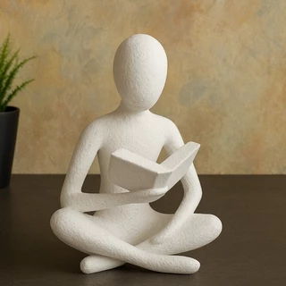 Escultura Minimalista "Celestial Leitor" – Decoração Moderna para Casa e Escritório sofisticado Estátua de Plástico