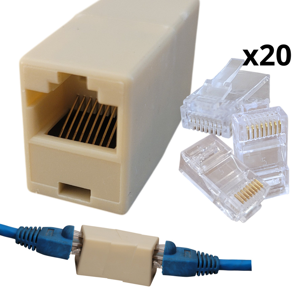 Conector Adaptador Extensor Emenda RJ45 Femea x Femea De Cabo do Rede ...