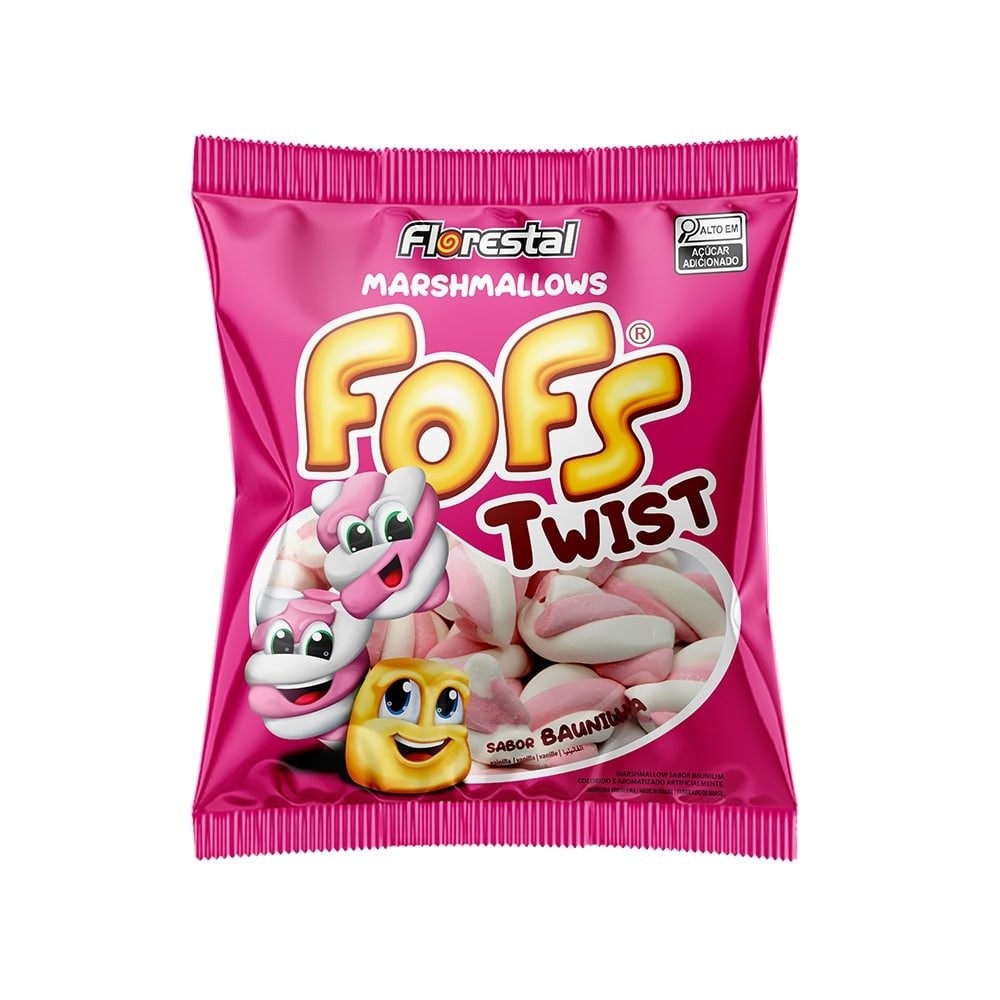 Marshmallow Florestal Fofs Twist Rosa/Branco 220g | Shopee Brasil