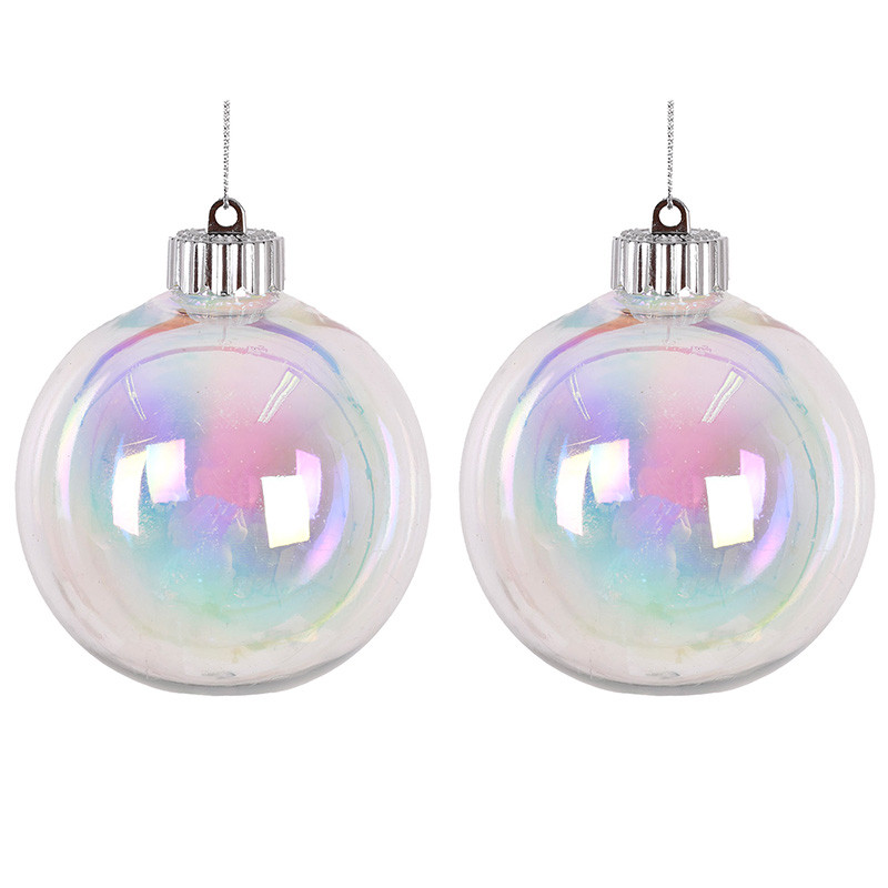 Bola de Natal transparente iridescente furta-cor Grillo 10 cm 2 unidades