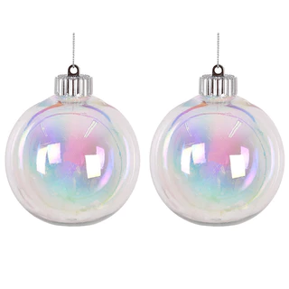 Bola de Natal transparente iridescente furta-cor Grillo 10 cm 2 unidades