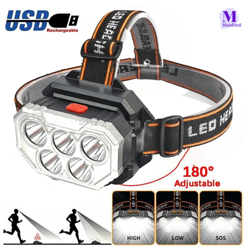 Capacete Com Lanterna LED 3 Modos-Bivolt , Resistente À Luz E Chuva ...