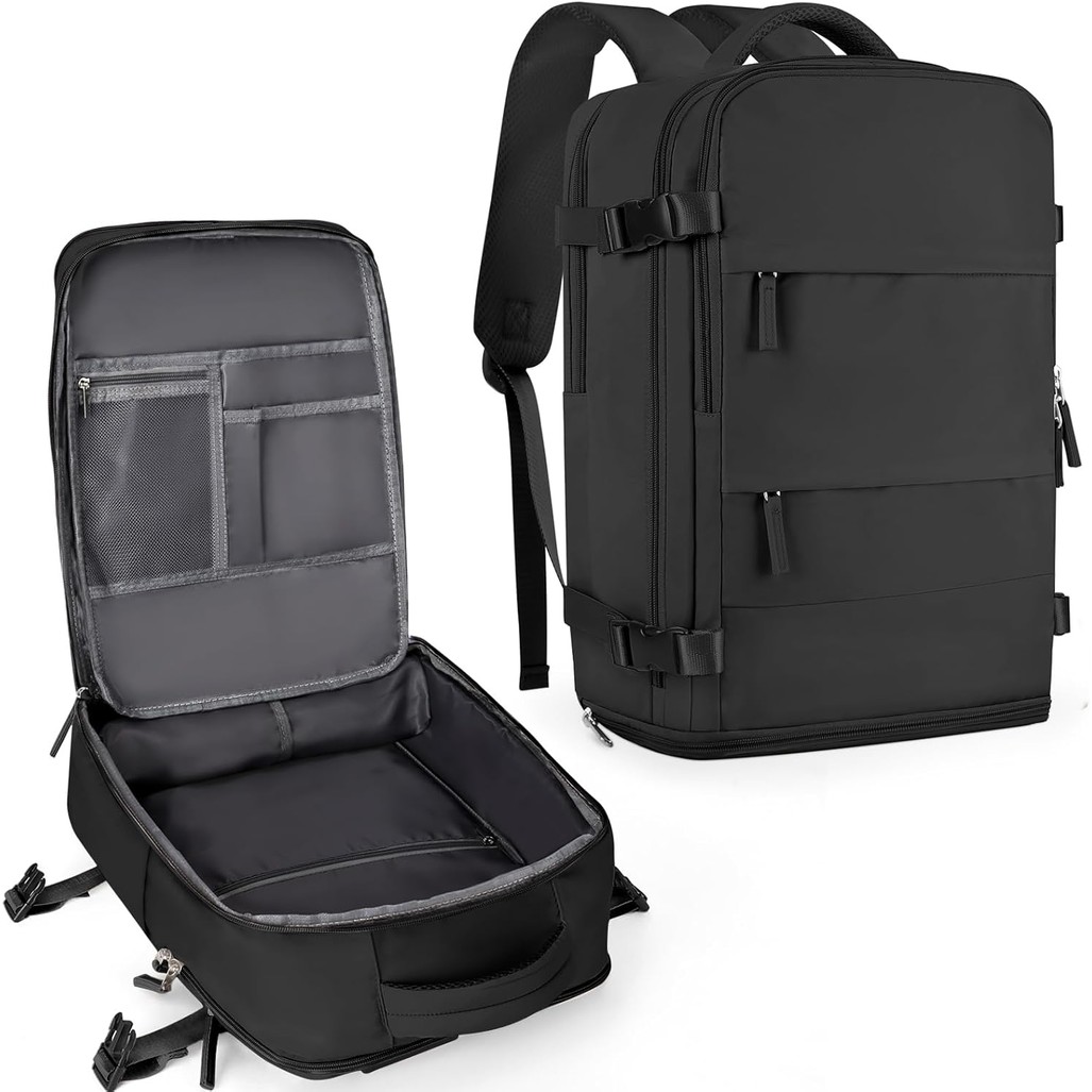 Mochila de viagem coowoz unissex, grande, mala de mão, mochila para trilha, Preto, Large