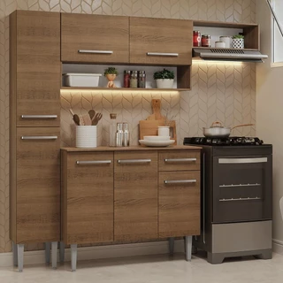 Armário de Cozinha Completa 197 cm Rustic Emilly Madesa 02 em Oferta na Shopee