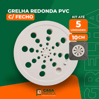 Kit Ralo Tampa Grelha PVC Redondo 9,5cm/Encaixe Porta Ralo 10cm Fecho Rotativo Antiodor Banheiro Piso Box