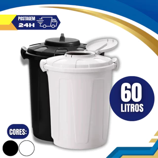 Kit 02 Unidades Lixeira Cesto Multiuso 60 Litros Tampa com Trava Higiênica Prédio Escola Edifícios Coleta Seletiva