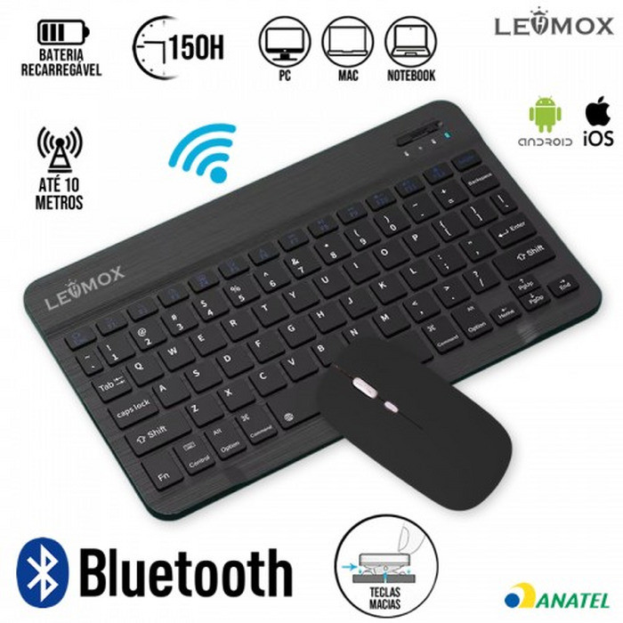 Kit Teclado + Mouse sem Fio LEY-176B Lehmox - Preto | Shopee Brasil