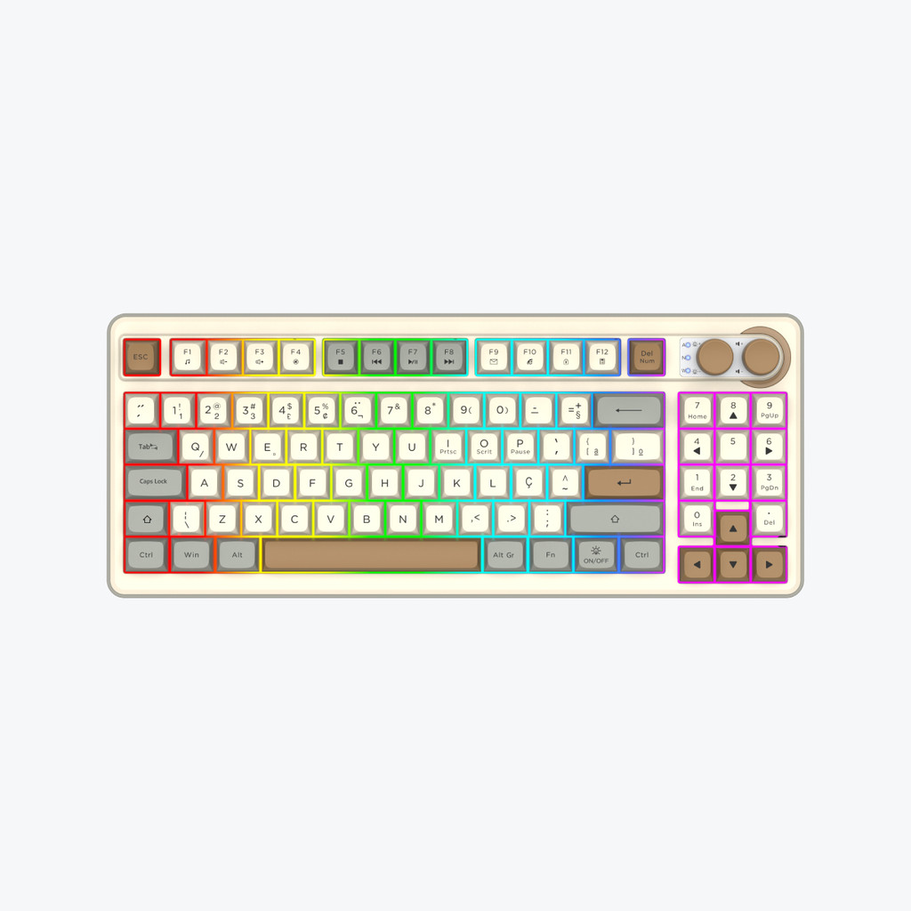 Teclado Gamer Sem Fio Recarregável Compacto Multimídia RGB Knup KP-TE146