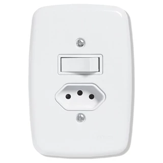 Interruptor Ideale Pluzie 1 Tecla Simples + 1 Tomada 2P+T - 10A com Placa 4X2 Branca em Oferta na Shopee