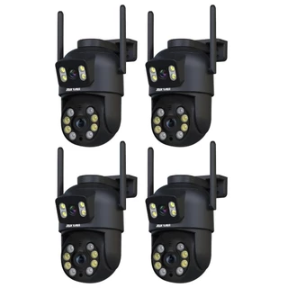 Kit 4 Câmera de Segurança IP Wi-fi Preto IP66 360°de Lente Dupla - com App YOOSEE