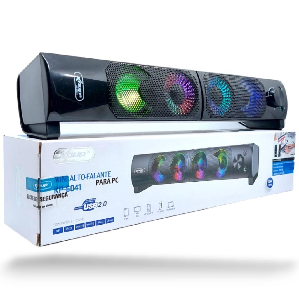 Soundbar de Encaixe Alto-falante Kp-6041 Portátil Preto Tv Pc Notebook Celular Tablet
