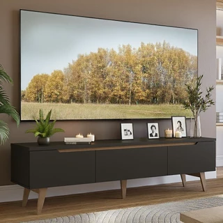 Rack para TV até 80 Polegadas 180cm 2 Portas 1 Gaveta Preto/Rustic Toronto Madesa em Oferta na Shopee