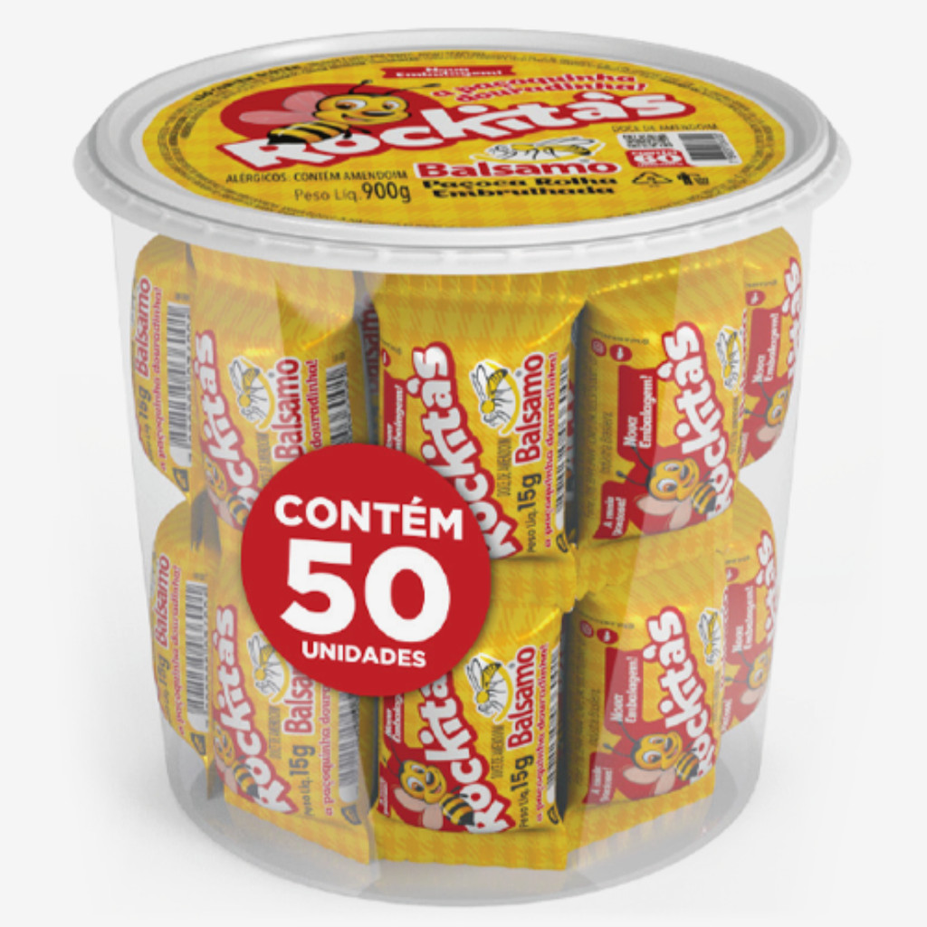 Paçoca Rolha Rockitas 750g | Pote com 50 Unidades de Sabor Autêntico ...