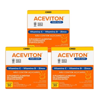 Kit 3 unidades Aceviton Tripla Ação c/ 30 cpr Efervescente em Oferta na Shopee