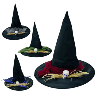 Chapéu De Bruxa Halloween Preto Acessorio Festa Fantasia Cosplay Halloween