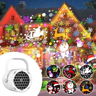 Projetor de luz de Natal Bivolt, 16 padrões, tema de Natal, porta USB