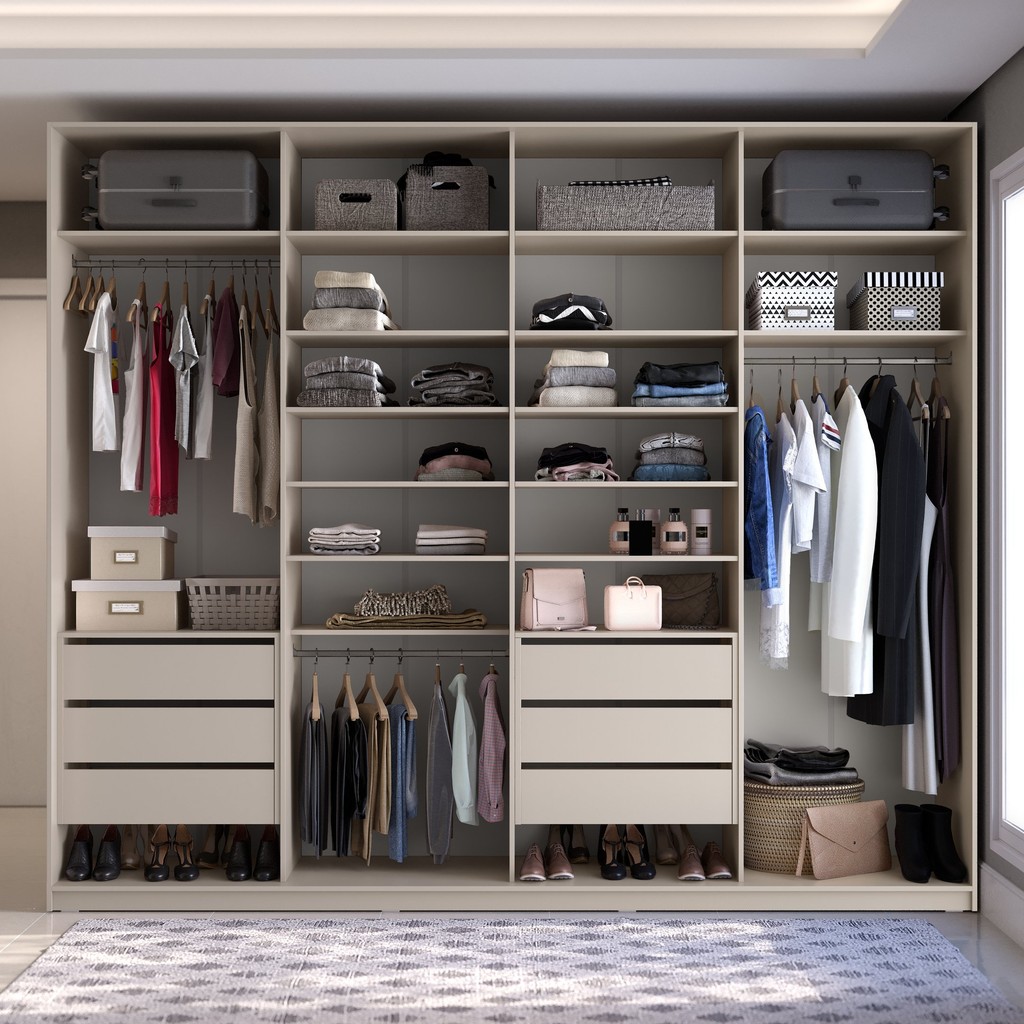 Closet Casal 100% MDF BP 277cm 6 Gavetas Sion Bege | Shopee Brasil