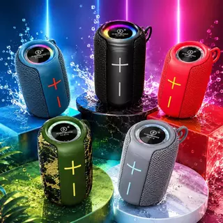 Caixinha De Som Portátil Bluetooth Resistente Água IPX6 RGB TF/USB/FM/TWS