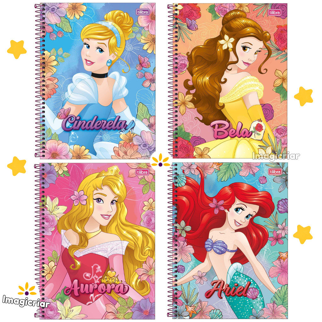 Caderno Universitário Princesas Disney Tilibra - 1 Matéria | Shopee Brasil