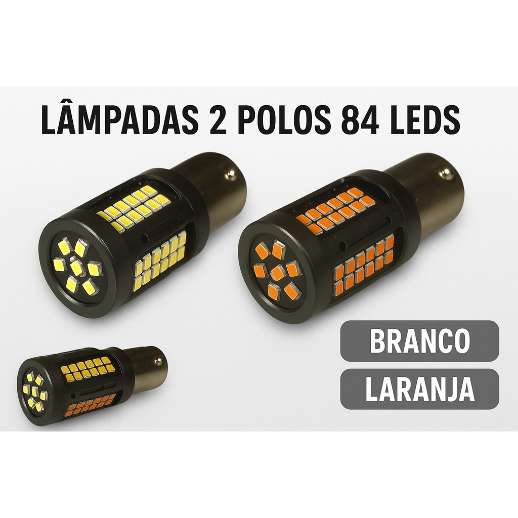 Lampada 2 Polos 84 Leds Branco/Laranja 12v | Shopee Brasil