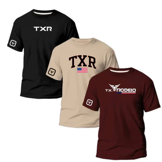 kit3 Camiseta Masculina Rodeio Texas Estilo Country