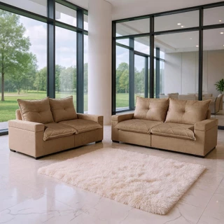 Conjunto Sofá 3x2 Lugares Reclinável Tera Bom Pastor em Oferta na Shopee