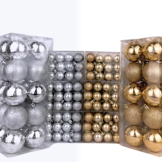 Kit 66 Bolas De Natal Grande 6 Cm e 3Cm Luxo Enfeite Natalino Decoração Lisa Brilhante