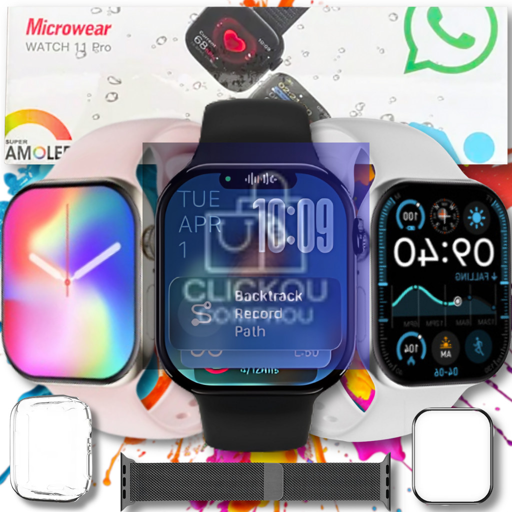 Smartwatch W11 Pro Série 11 Tela Super AMOLED 2.08” 1GB RAM GPS Chamada ...