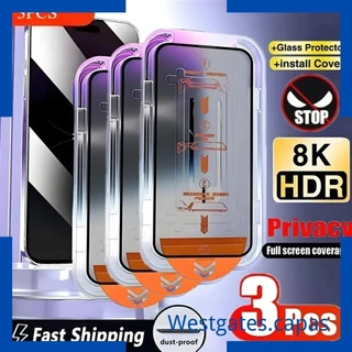 Película de Vidro Privacidade iPhone 3pcs Fácil Instalação para 11,12,13,14,15,XR,16, Plus, Pro Max