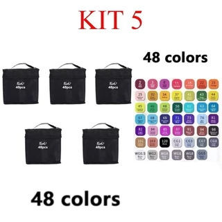 kit 5  Conjunto De Canetas Marcador Permanente Ponta Dupla 48 Cores marisa em Oferta na Shopee