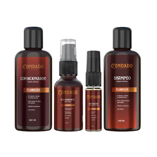 Kit Presente Shampoo Condicionador Óleo Hidratante Colônia Masculino Barba Amadeirado Condado