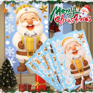 2 Pçs/Set Boneco De Neve De Natal Papai Noel Portas De Janela De Vidro Decalque Multi-Estilo Espelhos Adesivos Estáticos