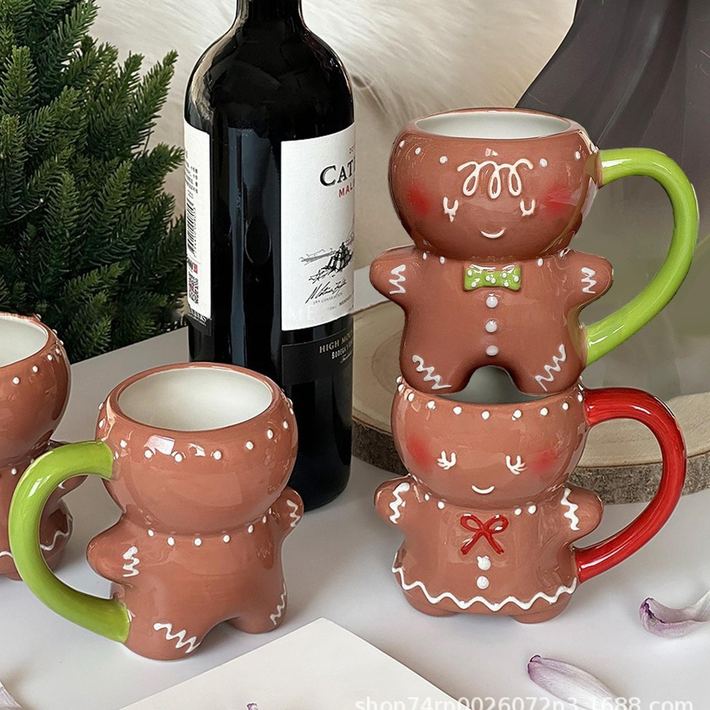 Flocos De Gengibre Feriado Canecas De Café Inverno Masculino Copo Presente De Natal Com Alça Cerâmica Casa pomuisbr