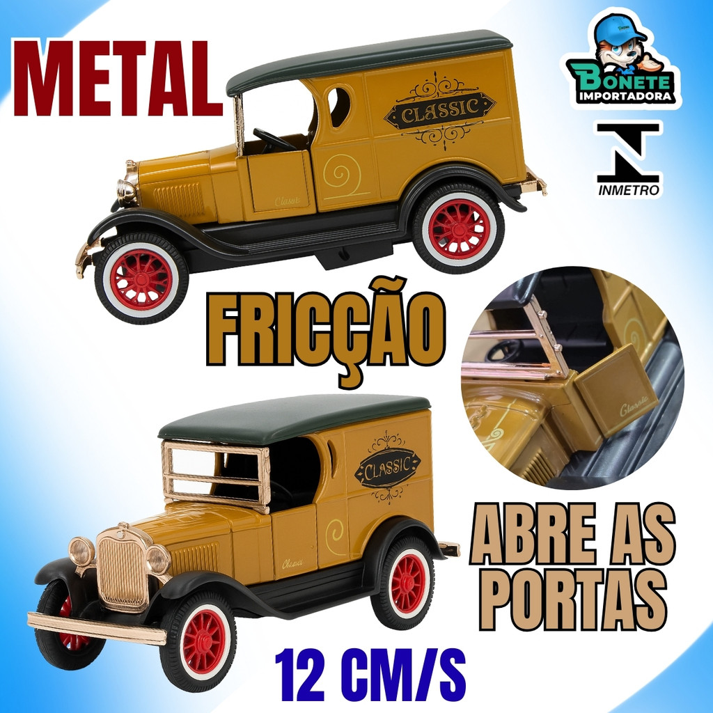 Carrinho Clássico Metal Fricção 12cm Abre as Portas | Shopee Brasil
