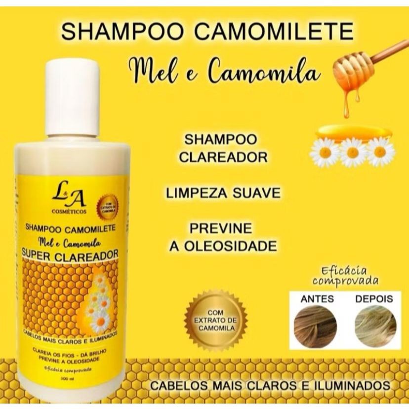 Shampoo Super Clareador Camomilete Mel e Camomila 300ml | Shopee Brasil